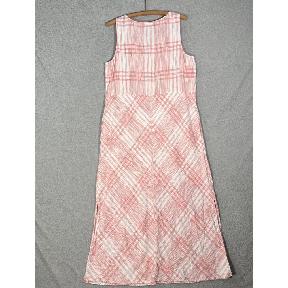 J Jill Love Linen Size L Tall Maxi Dress Linen Cotton Lined Natural Fibers Plaid - Picture 14 of 16